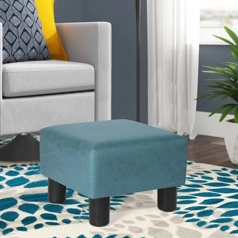 Joveco Fabric Small Ottoman Footstool/Footrest Blue