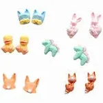 Eimeli 6 Pairs Adorable Hypoallergenic Girls Kids Stud Earring Set Fox Rabbit Dog ...