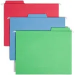 Smead FasTab Hanging File Folder, 1/3-Cut Built-In Tab, Letter Size, Assorted Colors, 18 per Box (64053)