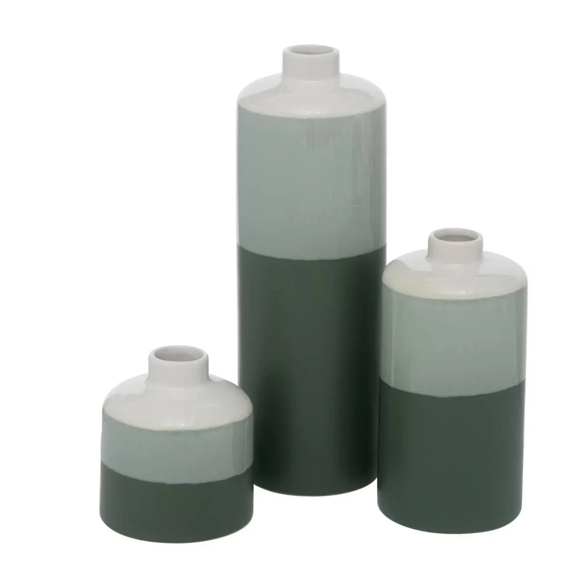 Green Gray Glaze Dipped Cylinder Vase, Set of 3 - Contemporary - Vases - by Whole House Worlds | Houzz