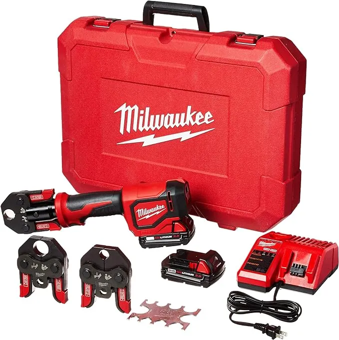 Milwaukee 2674-22C 短程冲压工具套件，带 PEX 压接钳