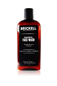 Brickell Men's Clarifying Gel Face Wash for Men, Natural and Organic Rich Foaming Daily Facial Cleanser Formulated With Geranium, Coconut and Aloe, 8 Ounce, Scented