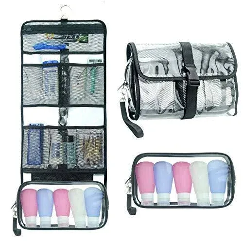 Hanging Toiletry Bag TSA Approved Clear Toiletry Bag for Women and Men 2 in 1 Re