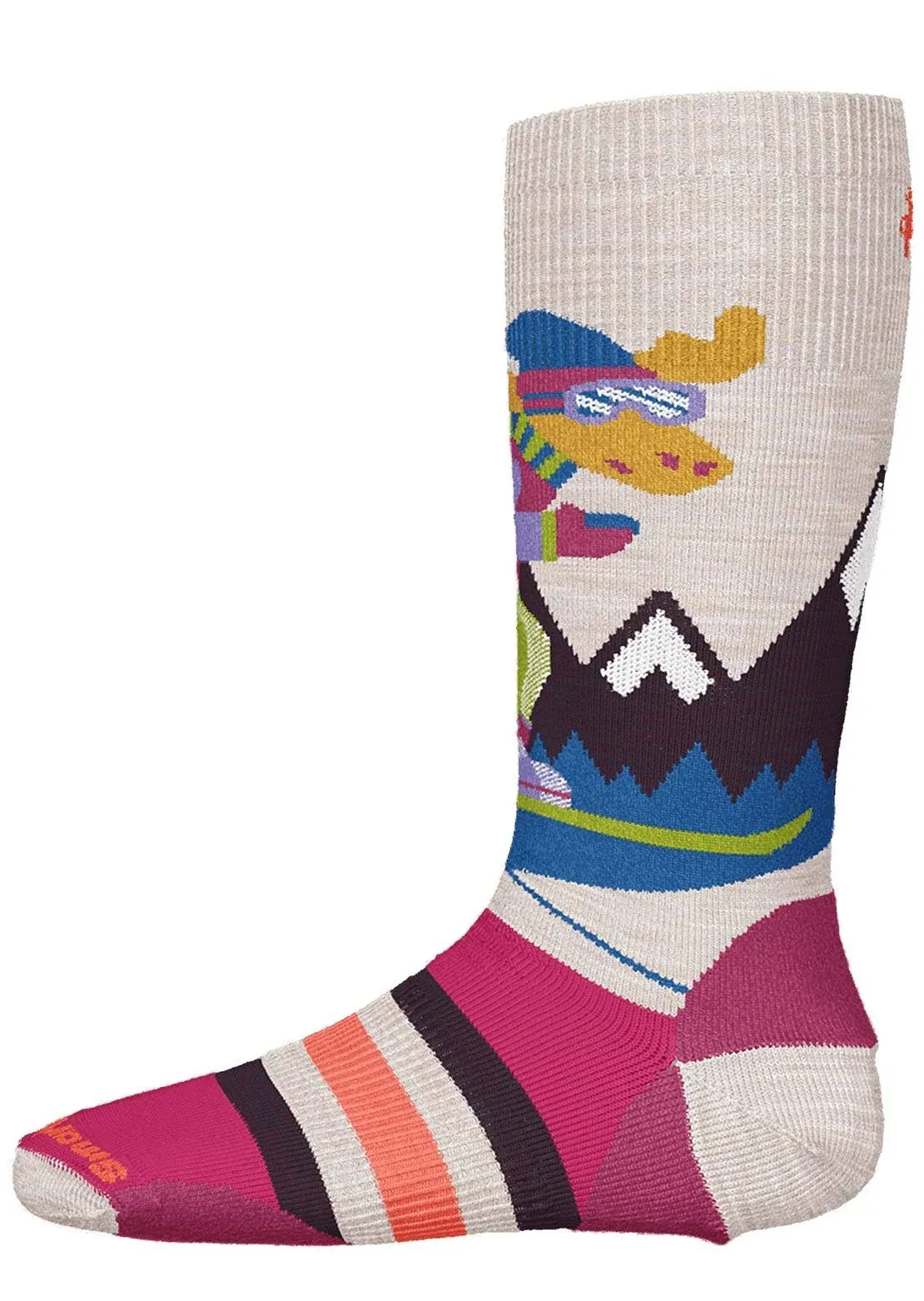 Smartwool Kids' Wintersport Full Cushion Merino Wool Over the Calf Mountain Moose Pattern Socks