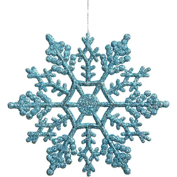 8 in. Turquoise Glitter Snowflake 12PK