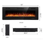 R.W.FLAME 50 inch Recessed and Wall Mounted,The Thinnest Electric Fireplace,Low