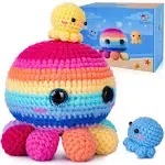 Crochet Kit for Beginners Animals Kits 3 Nestable Octopus Familly