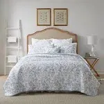 Laura Ashley Amberley Pastel Grey Full/Queen Quilt Set