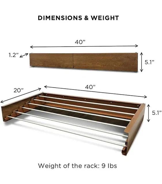 Step Up Products 40RACKWood 39.5 in. Retractable Laundry Drying Rack, Wood Look, Brown