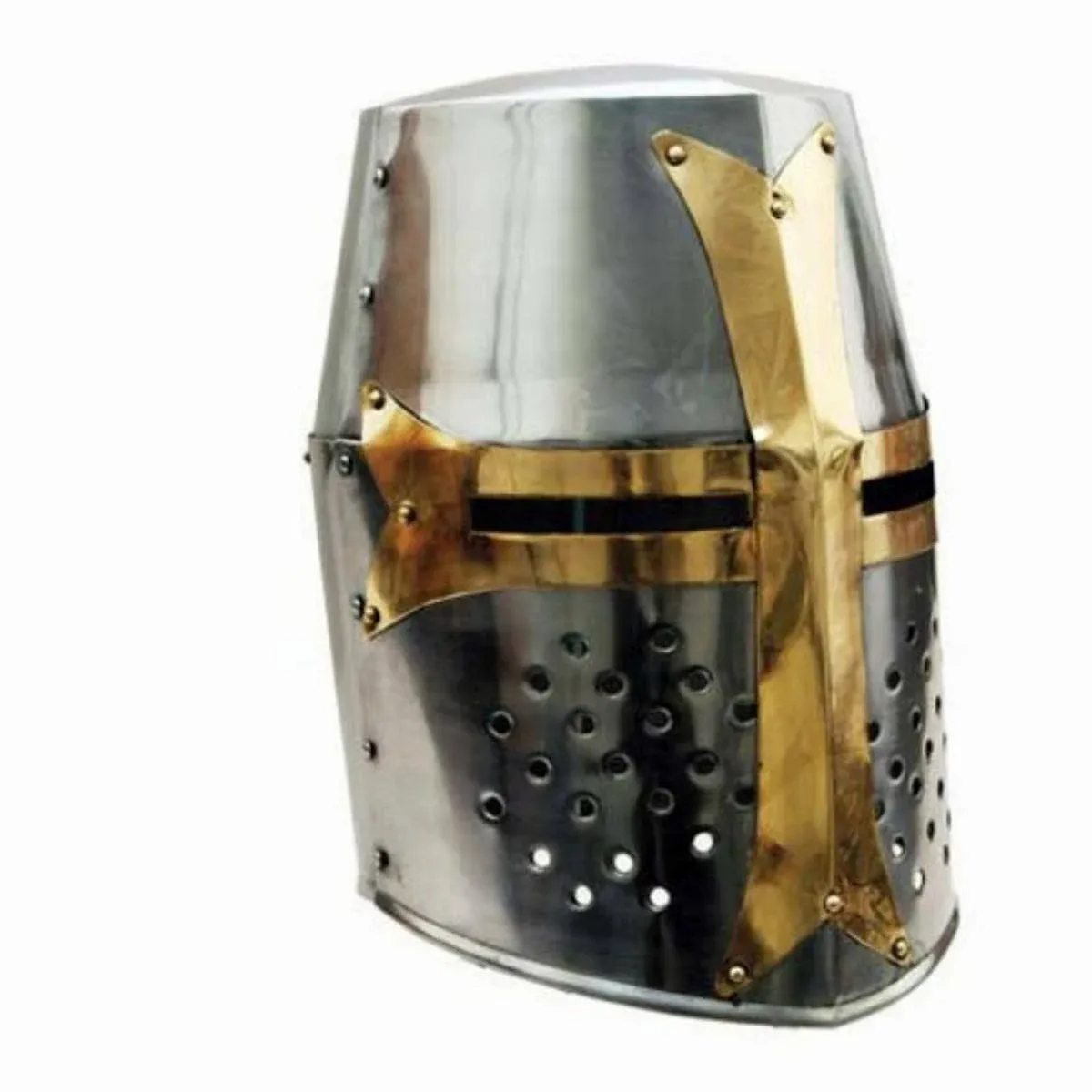 Medieval Knight Armor Crusader New Templar Helmet Helm w/ Mason&#039;s Brass Cross