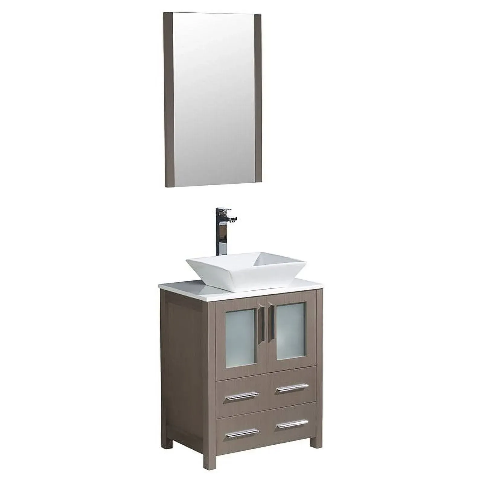 Fresca Torino 24" White Modern Bathroom Cabinet with Top & Vessel Sink