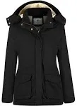 Wenven Women's Heavy Sherpa Lined Parka Jacket with Hood