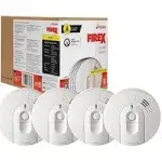 Kidde 21007588 Hardwired Interconnectable 120-Volt Smoke Alarm with Battery Backup, 4-Pack