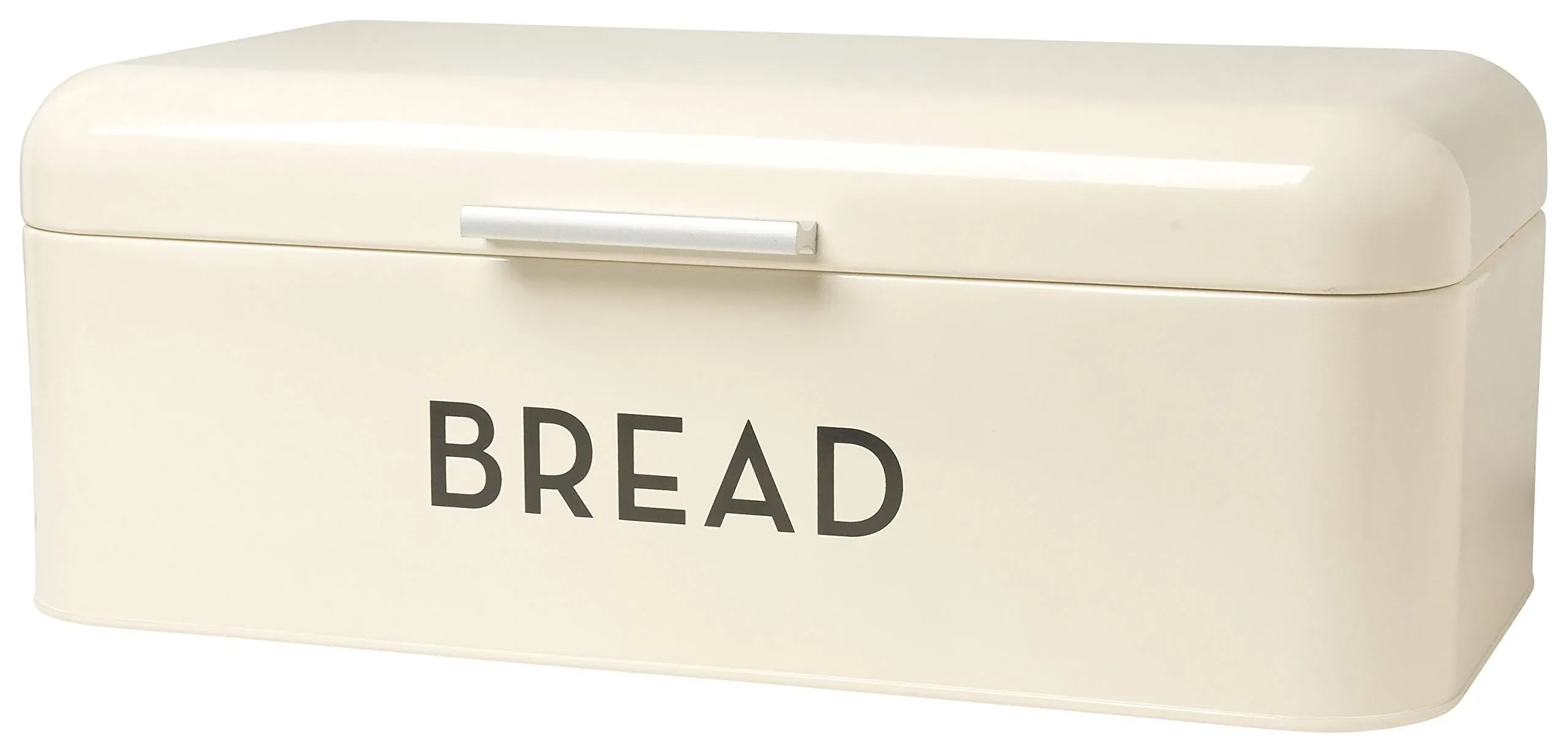 Now Designs Metal Bread Storage Bin Flip Top Lid, Ivory, 16x9x6.5 inches