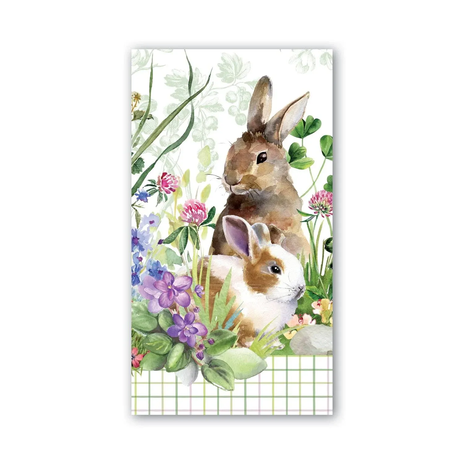 Michel Design Works Hostess Napkins, Bunny Meadow (Bunnies in a Meadow Design)