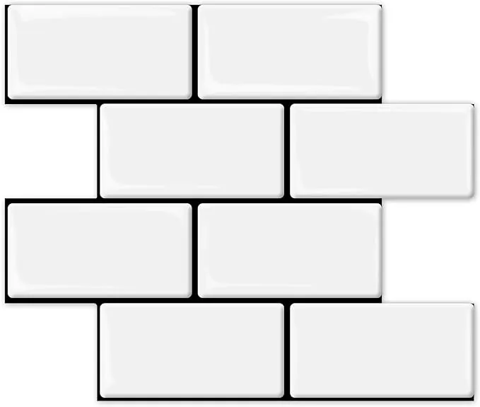 Art3d Peel and Stick Backsplash, 10-Pack Thickened Stick on Subway Tiles, Faux Ceramic Tiles for Kitchen, Bathroom, White