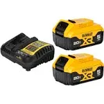 DEWALT 20V MAX Lithium-Ion Battery 2-Pack and Charger, 5.0 Ah, Battery Starter Kit (DCB205-2c)