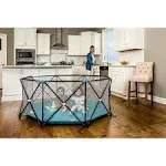 Regalo My Portable Play Yard Indoor and Outdoor, Washable, White/Gray/Teal, 6-Panel