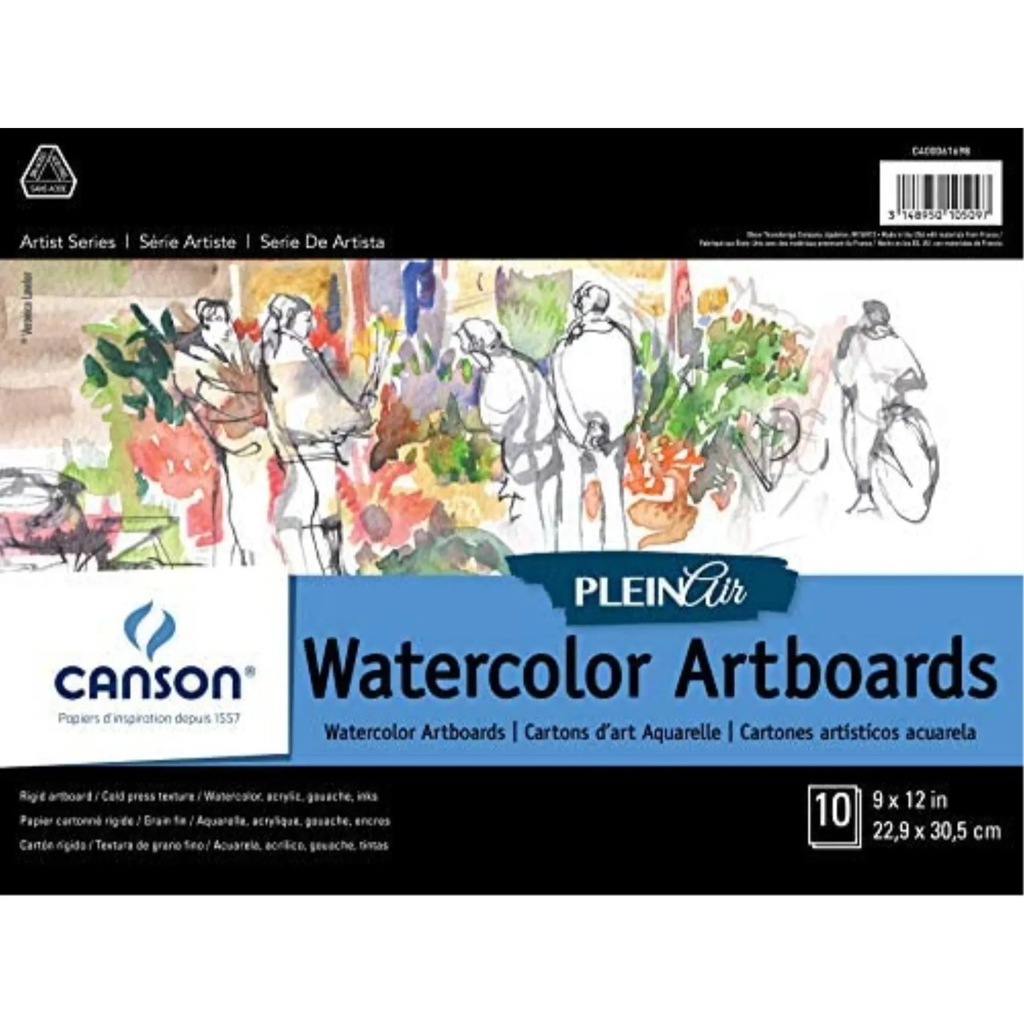 Canson Artist Series Plein Air Watercolor Artboards 9&#034;X12&#034;-10 Boards C461698