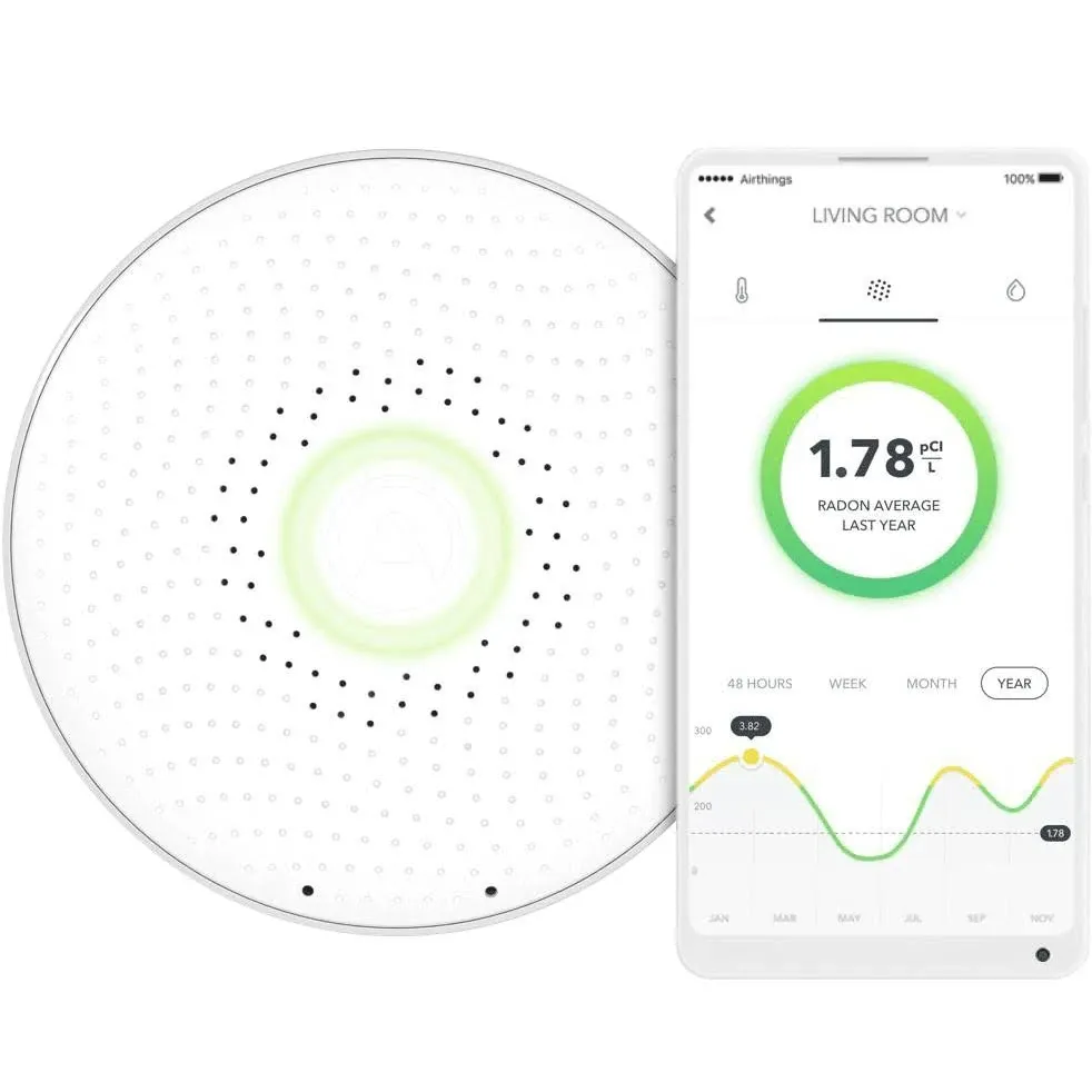 Airthings Wave Radon Battery Operated Smart Radon Detector