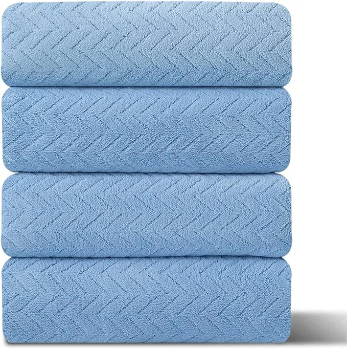 4 Pack Large Bath Towels Set 35&#034;X70&#034; Blue Oversized Bath Sheet Chair Towels, 600