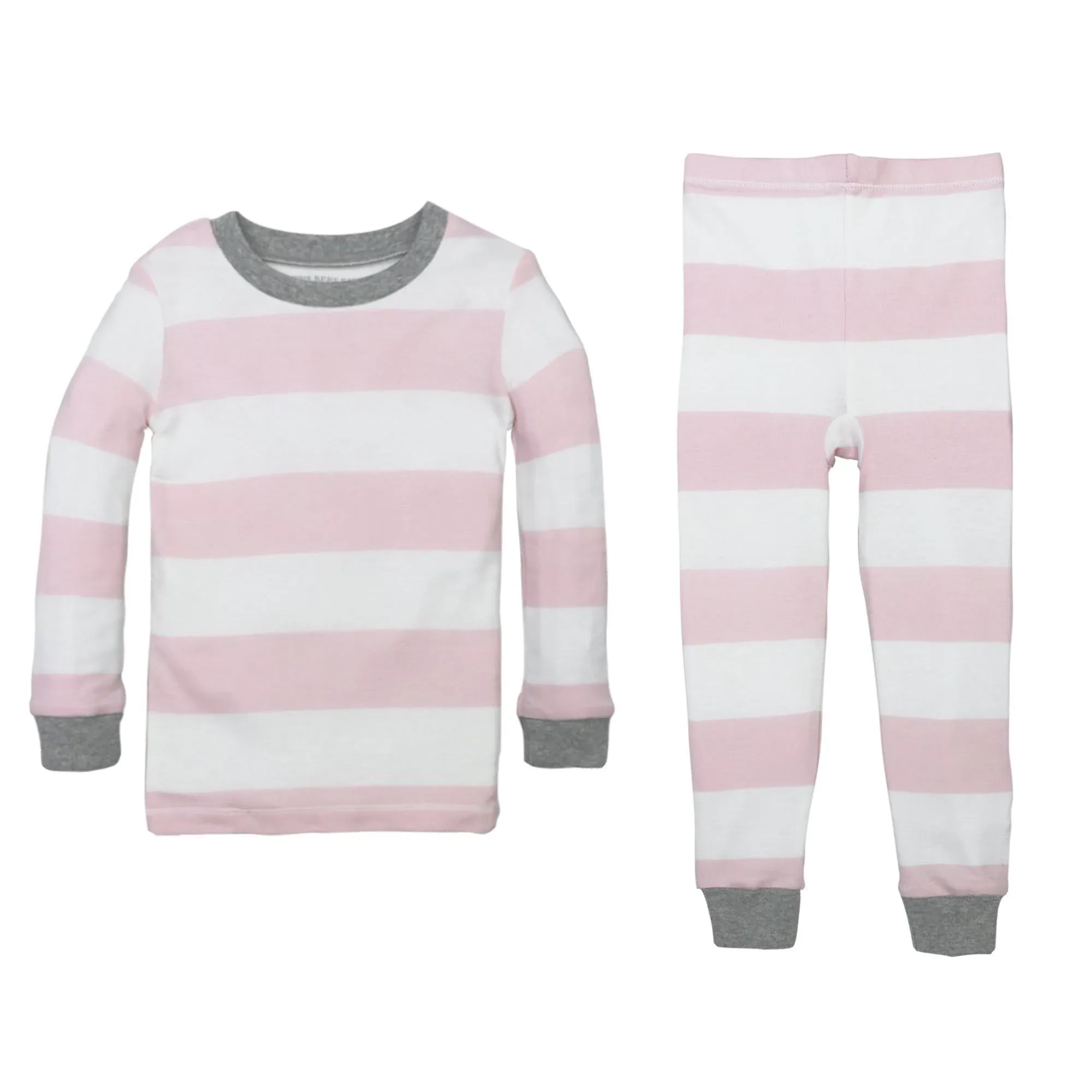 Burt's Bees Baby Toddler Girls' Rugby Stripe Organic Cotton Snug Fit Pajama Set - Pink 4T