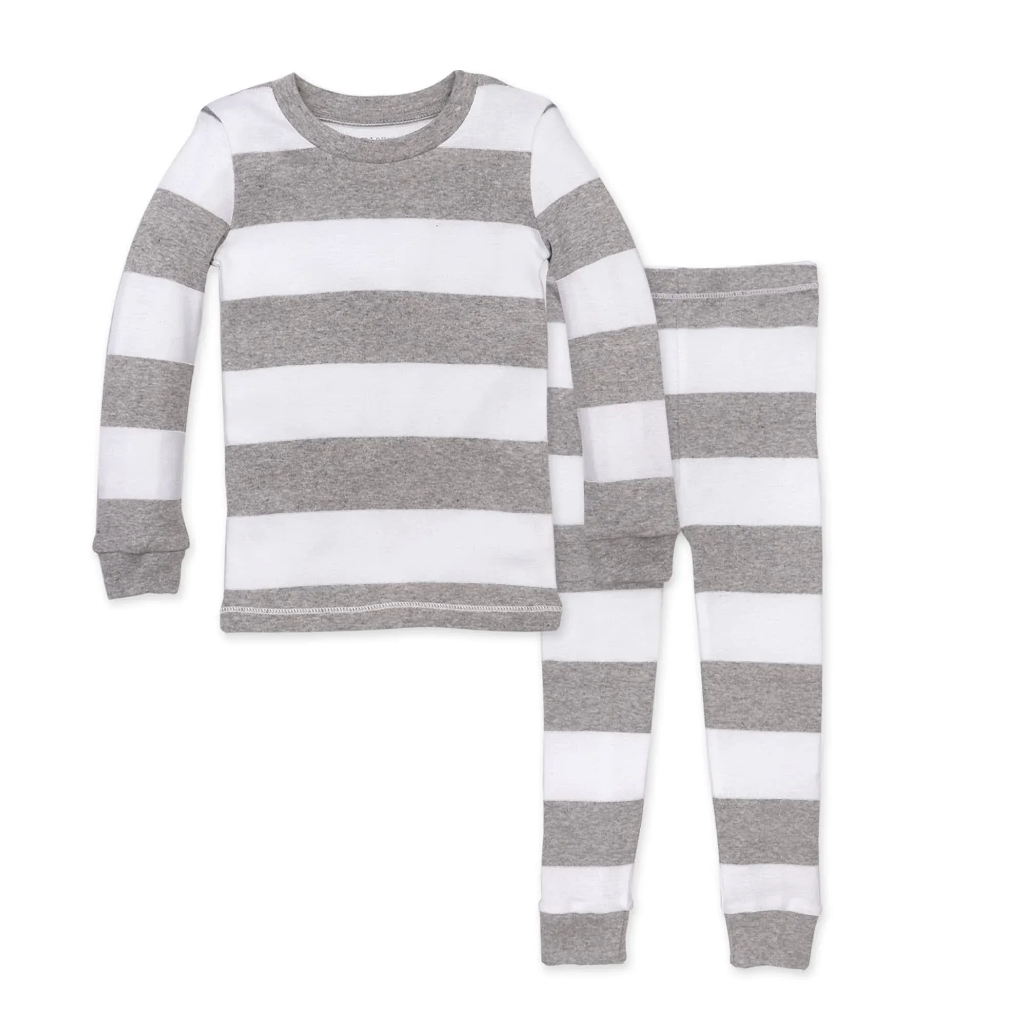 Burt's Bees Baby Toddler Rugby Stripe Organic Cotton Snug Fit Pajama Set - Gray 4T