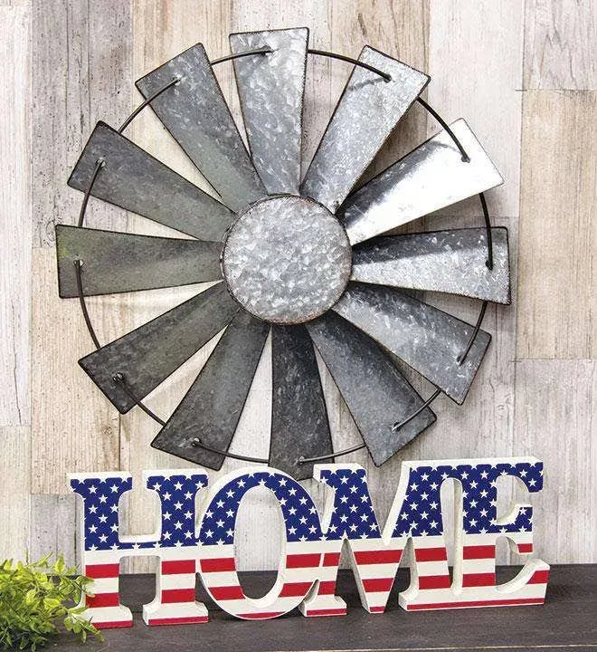 Galvanized Windmill Wall Art