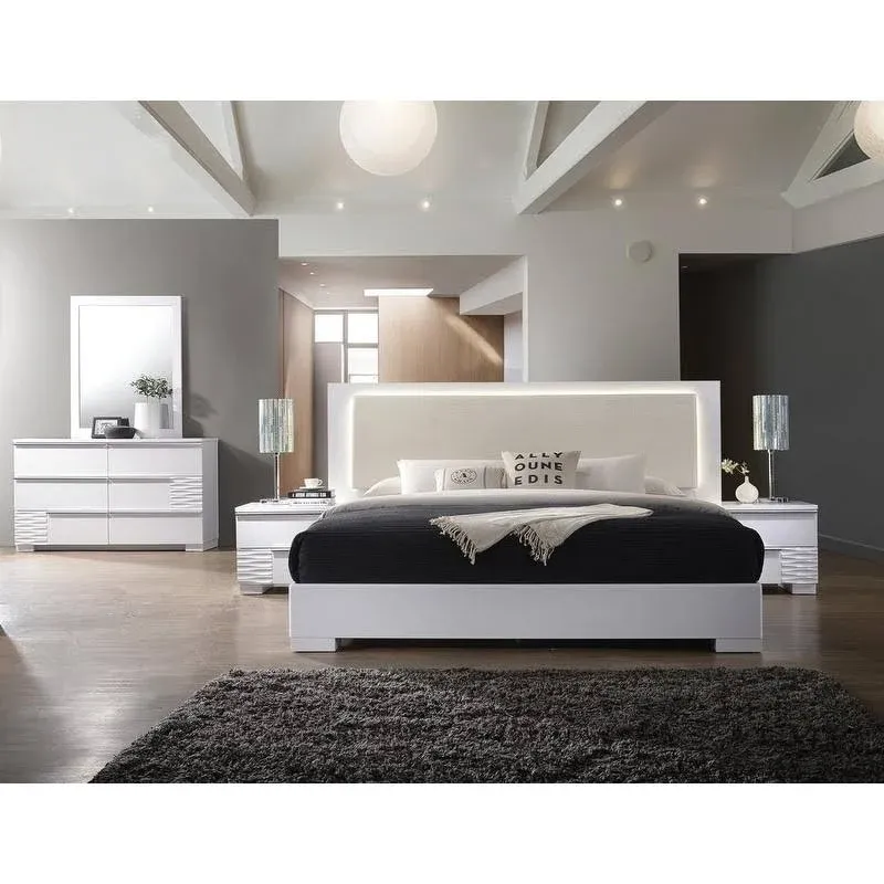 Best Master Furniture Best Master Athens King Platform White Lacquer