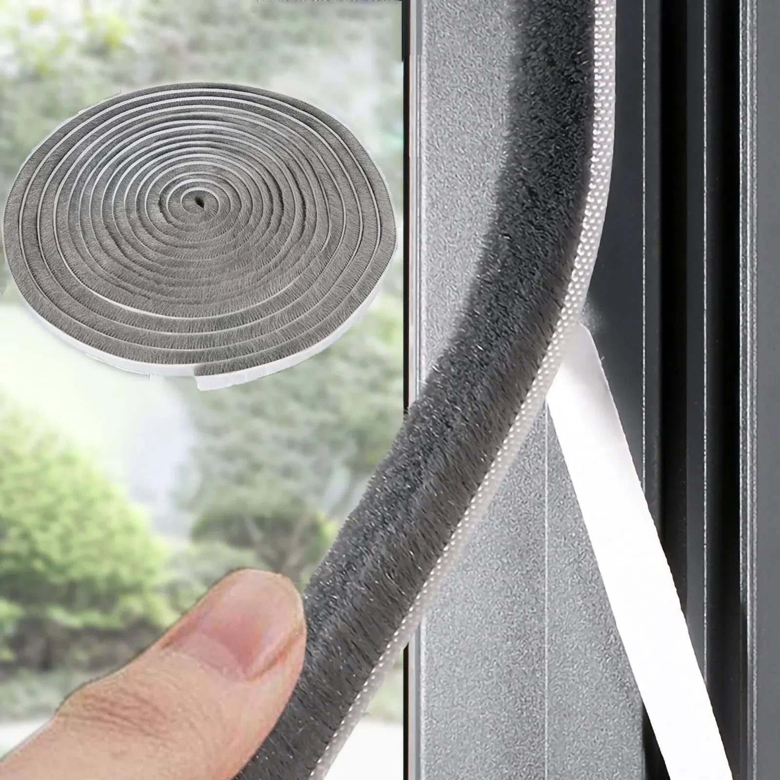 33 Ft Gray Self-Adhesive Soundproofing Weather Stripping for Doors and Windows, 