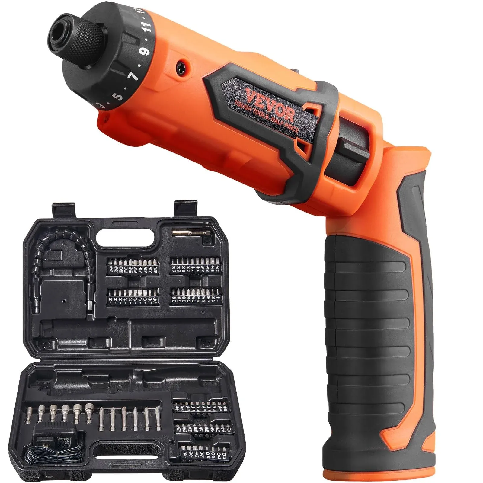 VEVOR Cordless Screwdriver, 8V 7Nm Electric Screwdriver Rechargeable Set with 82 Accessory Kit and Charging Cable