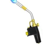 Propane Torch Head - MAPP MAP Gas Torch Head with Push Button Igniter Trigger Start Welding Lighter Self Ignition Adjustable Flame Knob Continuous Flame Lock for Sous Vide Soldering Brazing Wood Burn