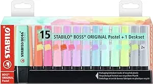 STABILO Highlighter BOSS ORIGINAL Deskset of 15 Assorted Colours