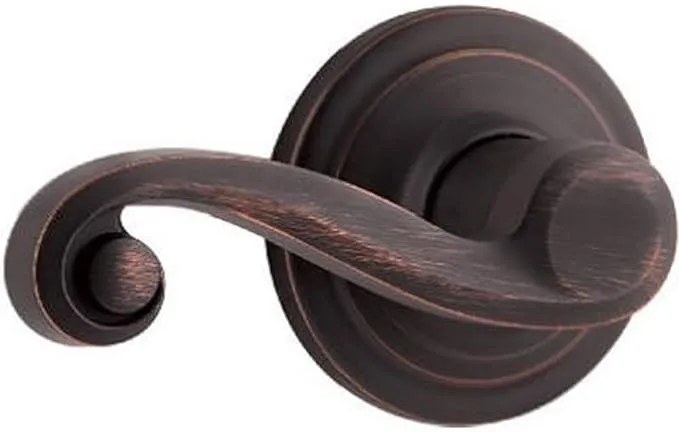 Kwikset Lido Interior Passage Door Handle, Lever For Closet and Hallway Doors, Reversible Non-Locking Handle Lever, Venetian Bronze, with Microban Protection