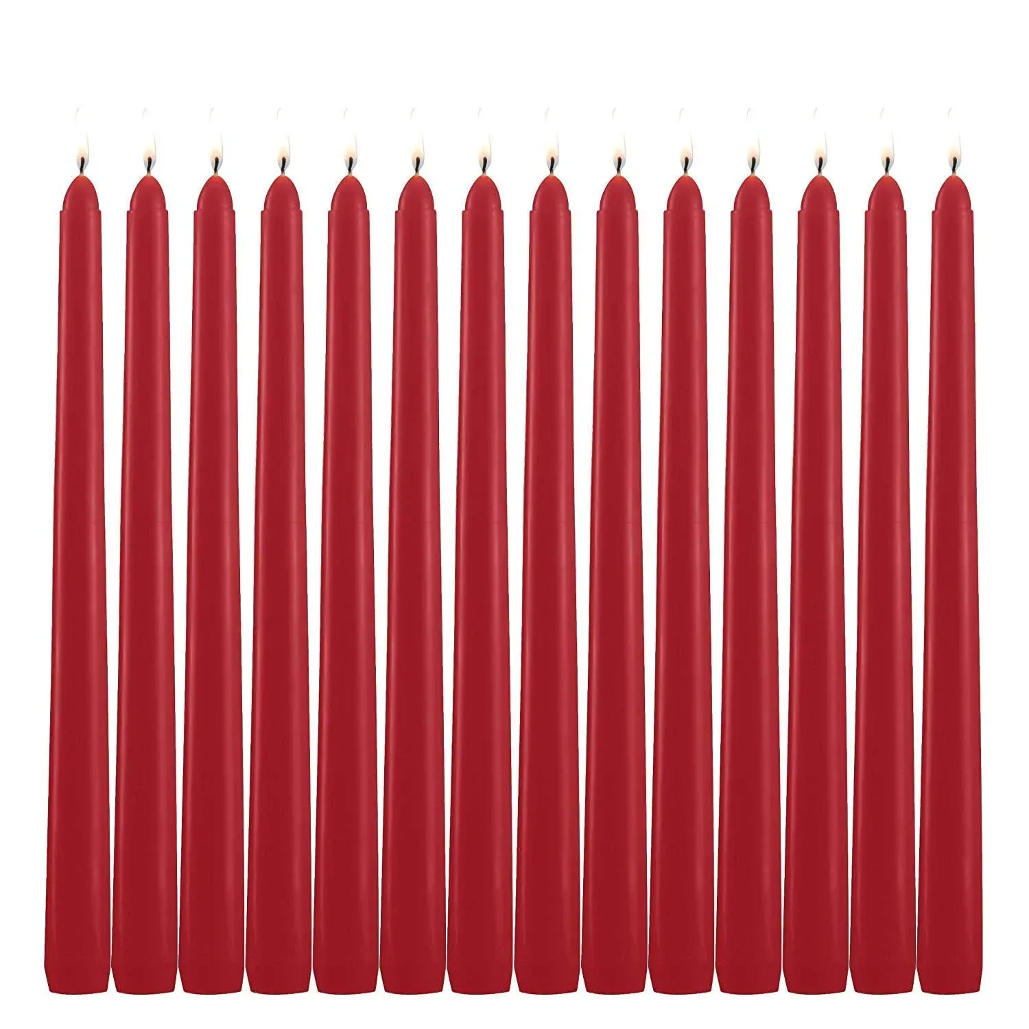 Red Taper Candles - Set of 14 Dripless Candles - 10 inch Tall, 3/4 inch Thick - 7.5 Hour Clean Burning