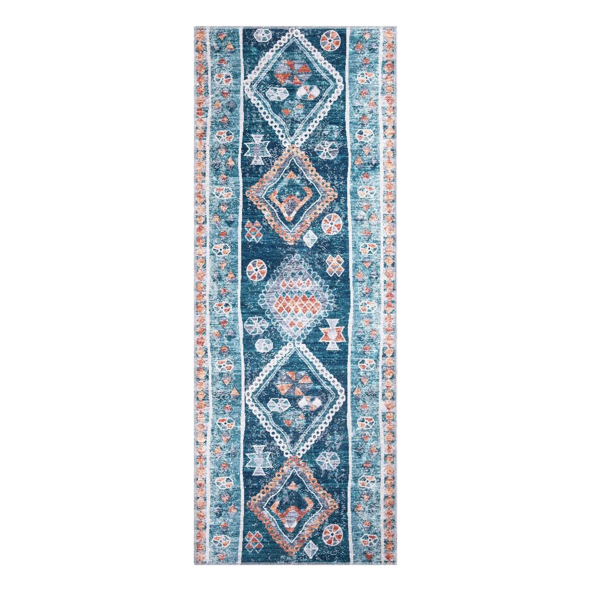 Mysia MY-09 Tribal Geometric Washable Rug | BLUE/MULTICOLOR