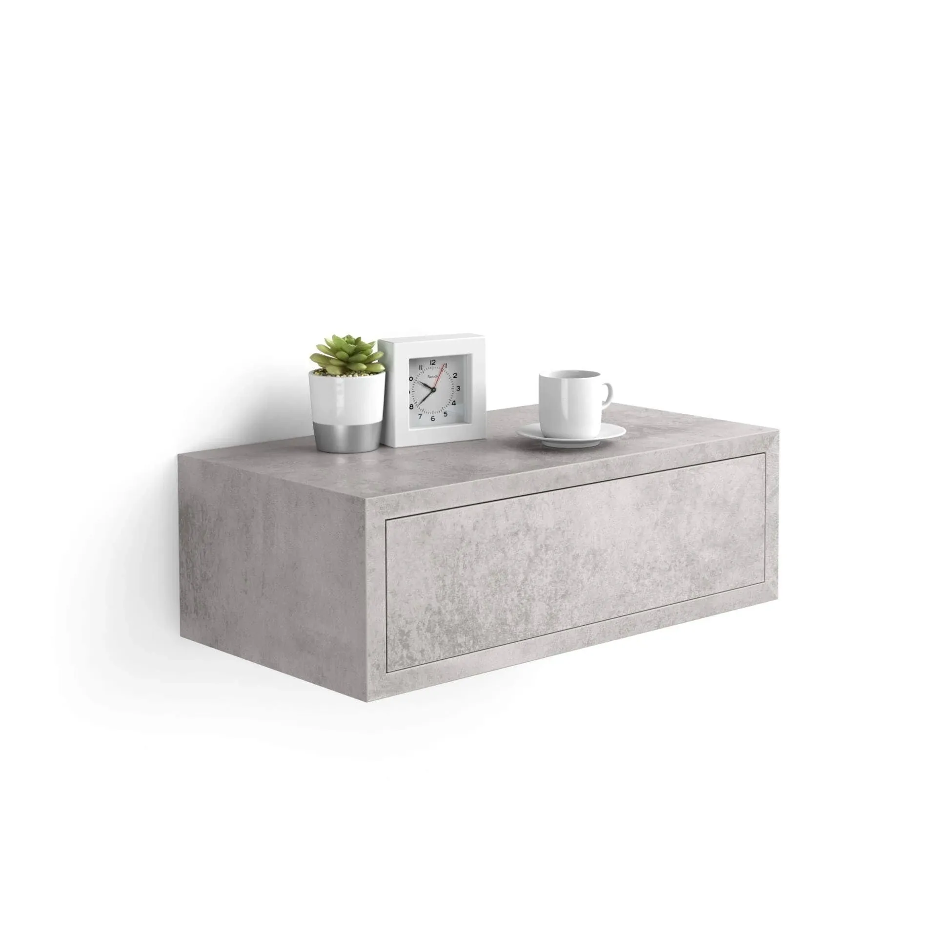 Mobili Fiver, Riccardo Floating nightstand, Concrete Effect, Grey, Made in Italy