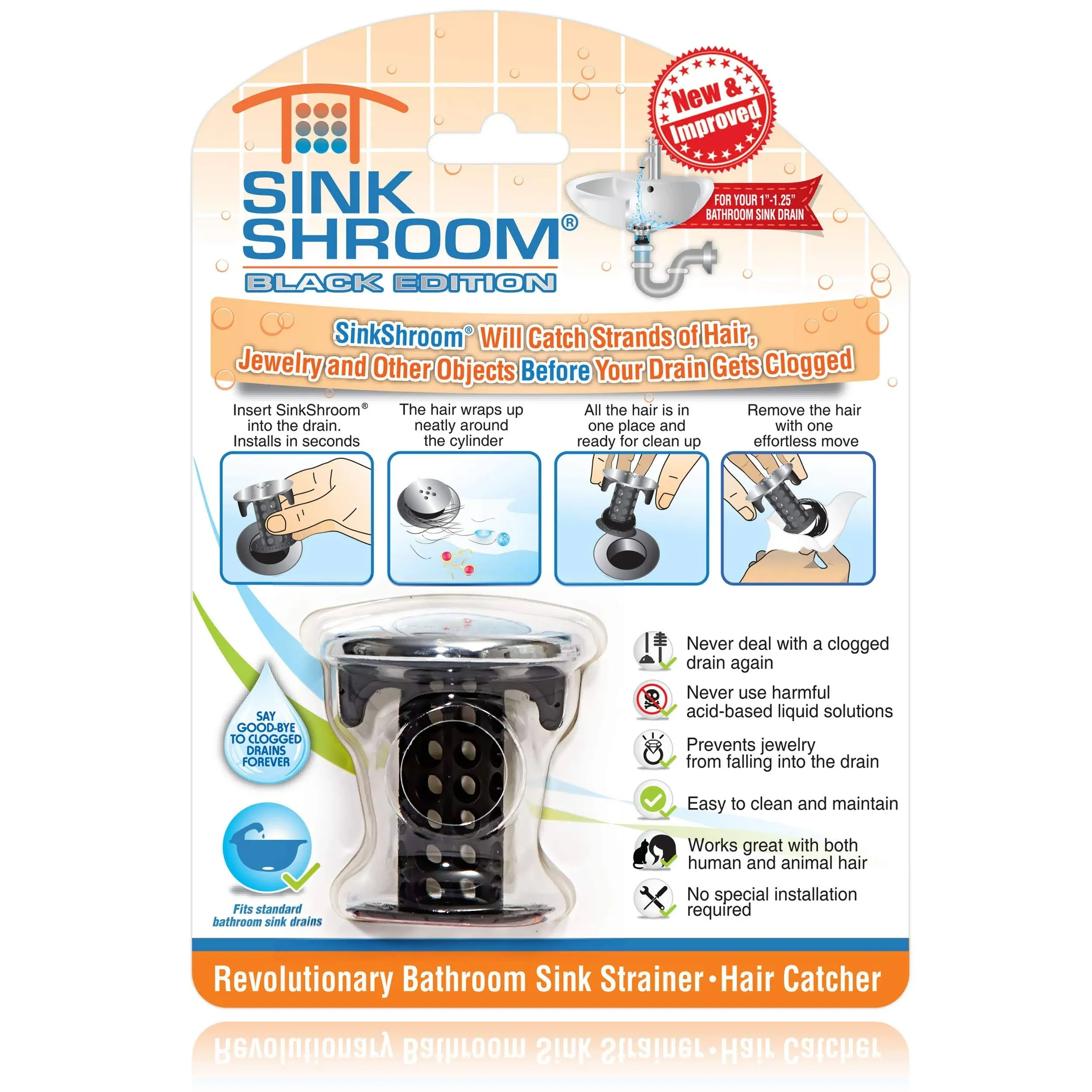 SinkShroom Revolutionary Bathroom Sink Drain Protector Hair Catcher