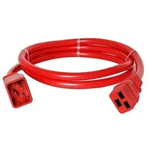 IEC 320 Power Cord C20 / C19 - Red 8 ft, 20A/250V 12 AWG - Iron Box IBX-1804