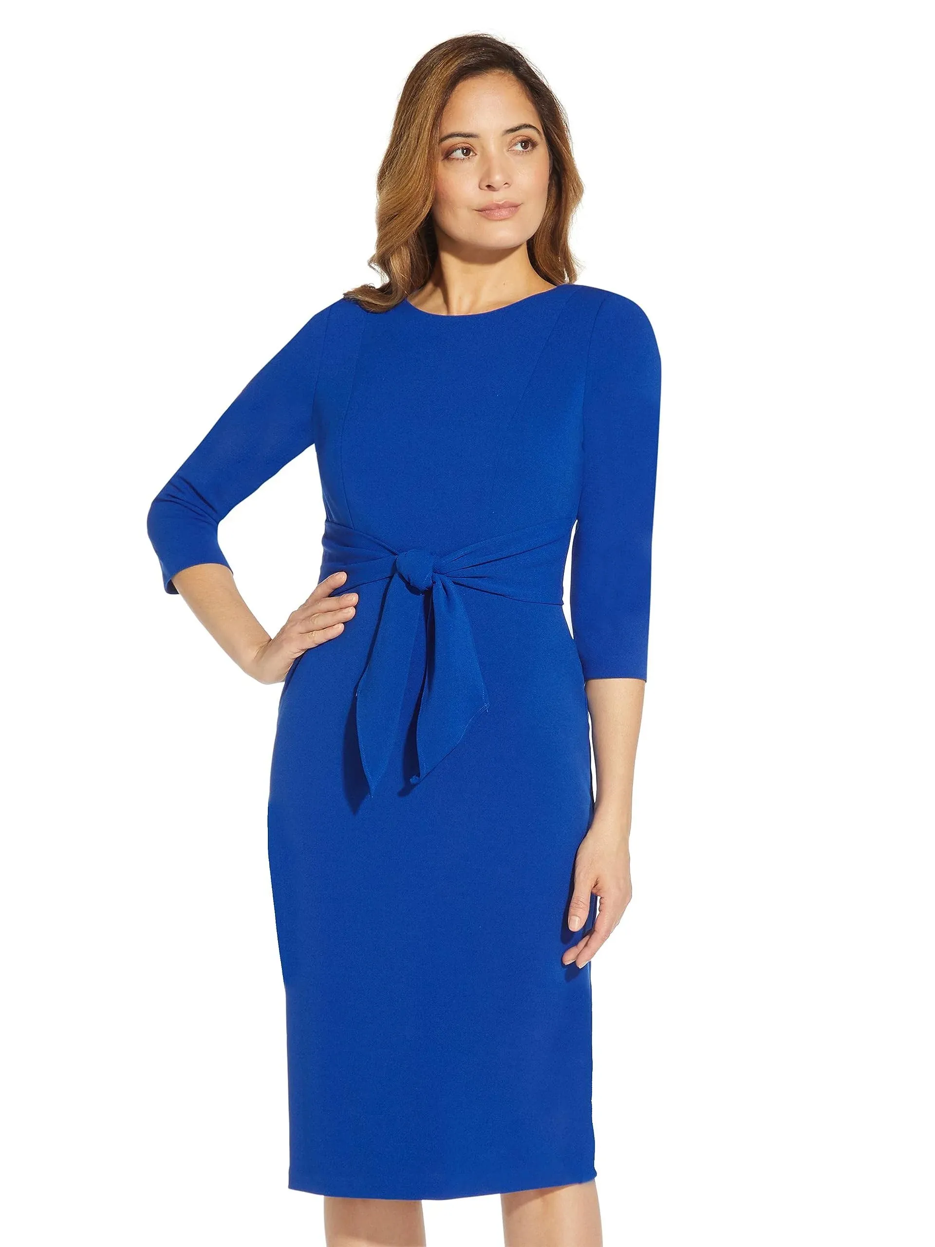 Adrianna Papell Women's Bow Sheath Dress with Three Quarter Sleeves