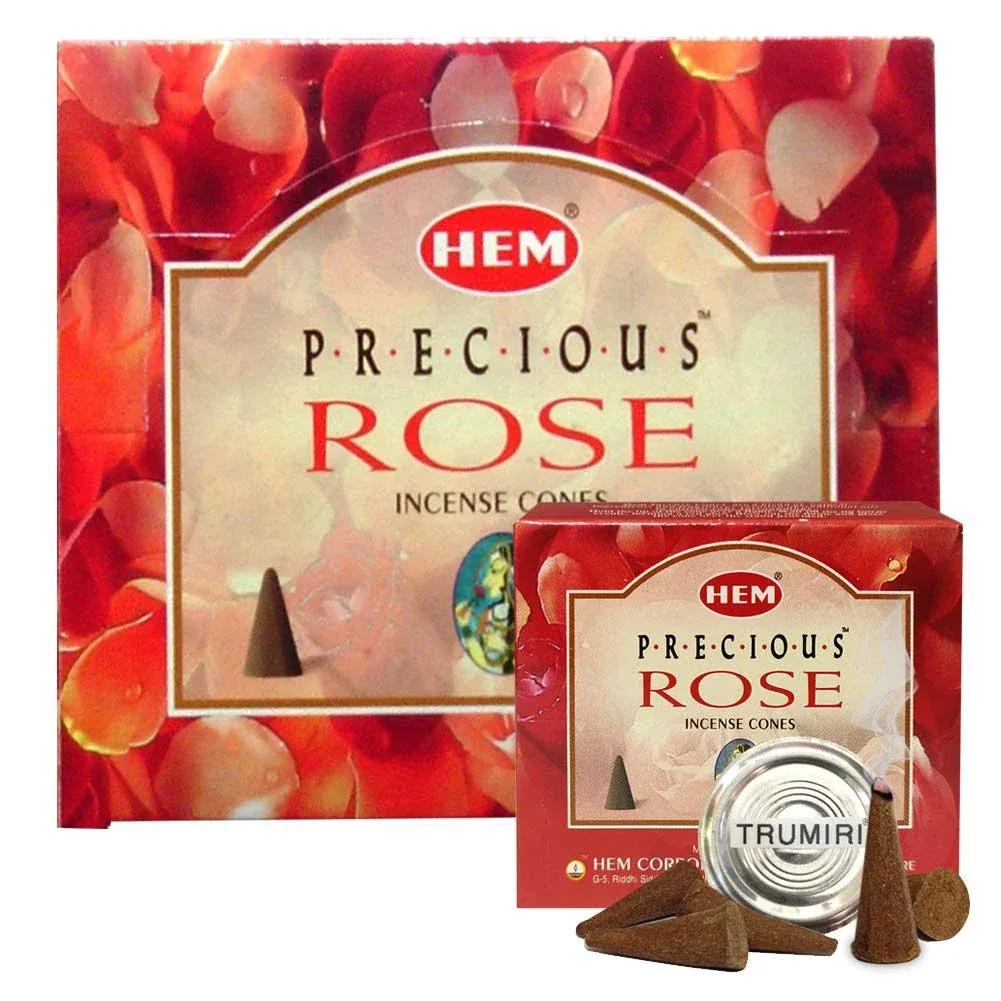 Precious Rose Incense Cones and Cone Incense Burner Bundle Insence Insense Hem Incense