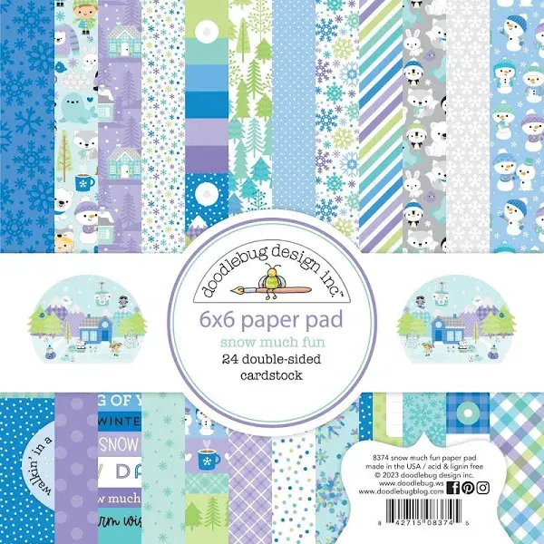 Doodlebug Double-Sided Paper Pad 6""X6""-Snow Much Fun, Blue