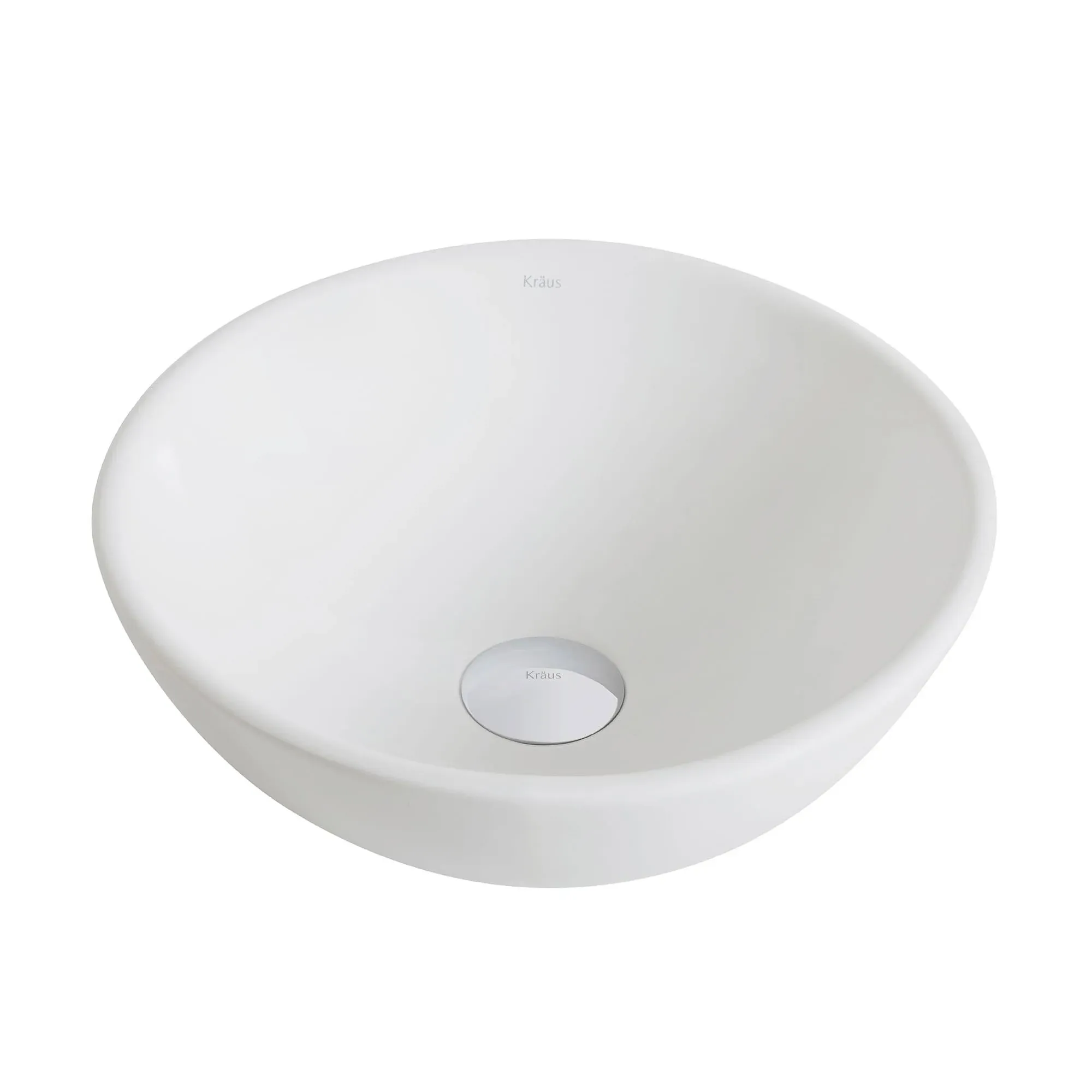 Kraus KCV-341 Elavo™ Round Vessel White Porcelain Ceramic Bathroom Sink