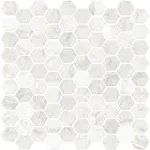 In Home InHome NH2359 Hexagon Marble Peel Stick Backsplash Tiles, White & Off-White