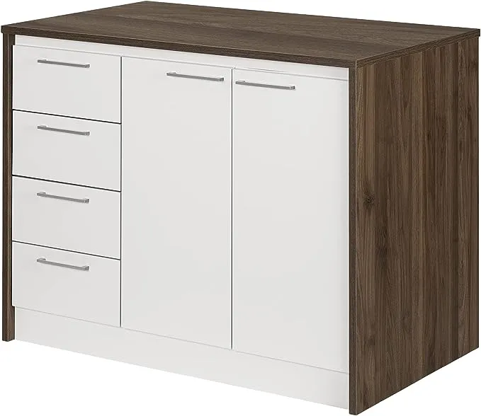 Myro Kitchen Island Gray Oak and White