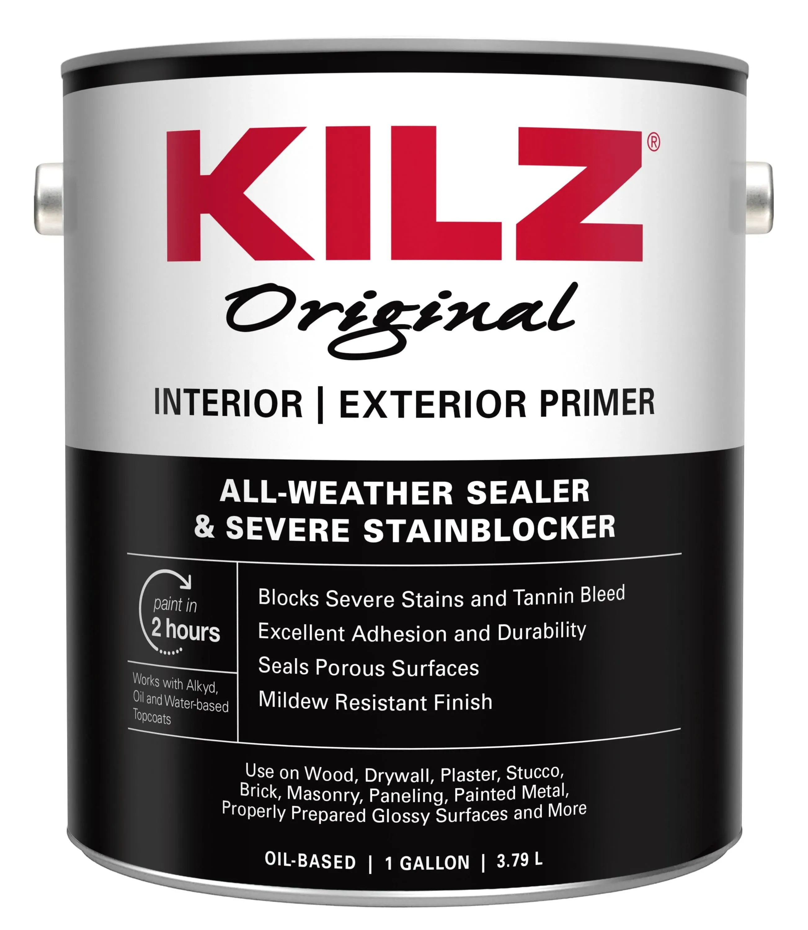 KILZ Original 1 Gal. White Oil-Based Interior and Exterior Primer, Sealer and Stain Blocker 10991