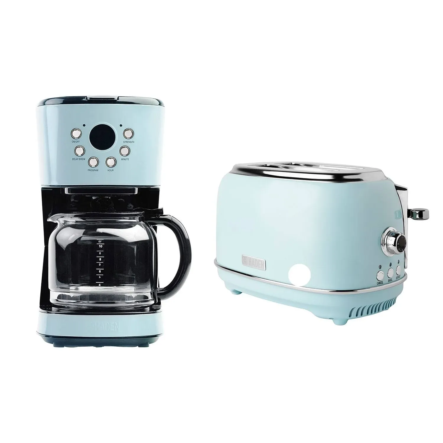 Haden Heritage 12 Cup Programmable Coffee Maker with Countertop Microwave, Blue