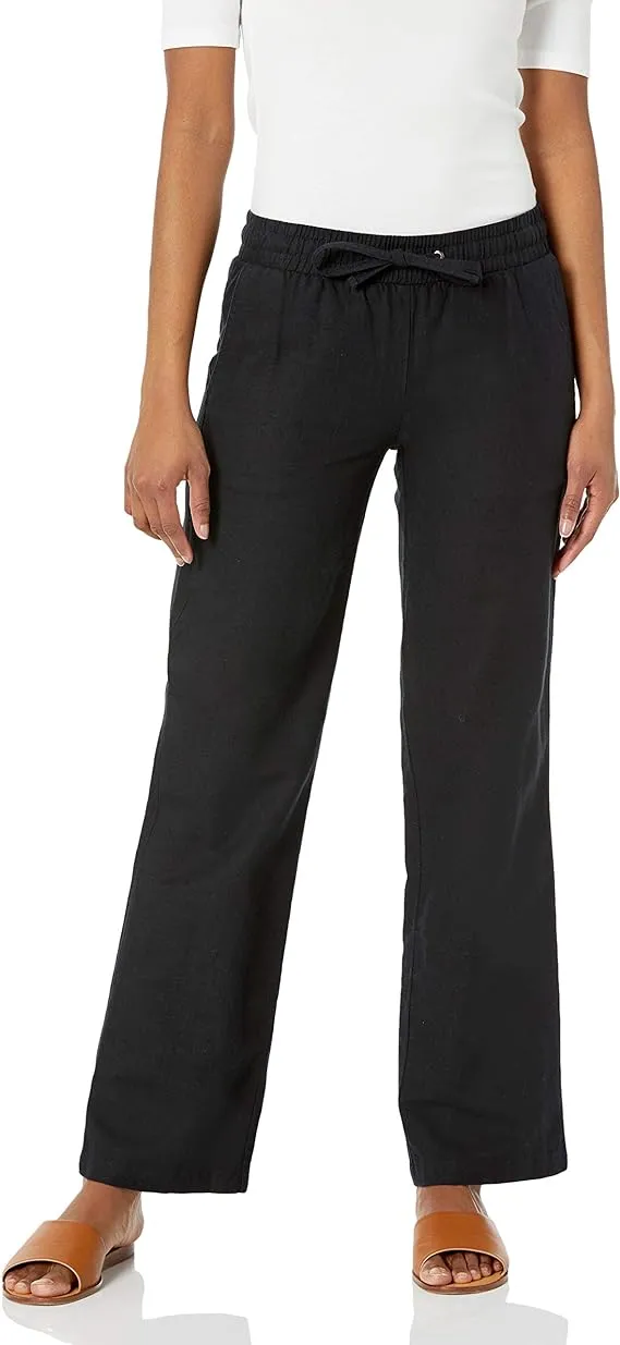 Amazon Essentials Women's Linen Blend Drawstring Wide Leg Pant (Available in Plus ...