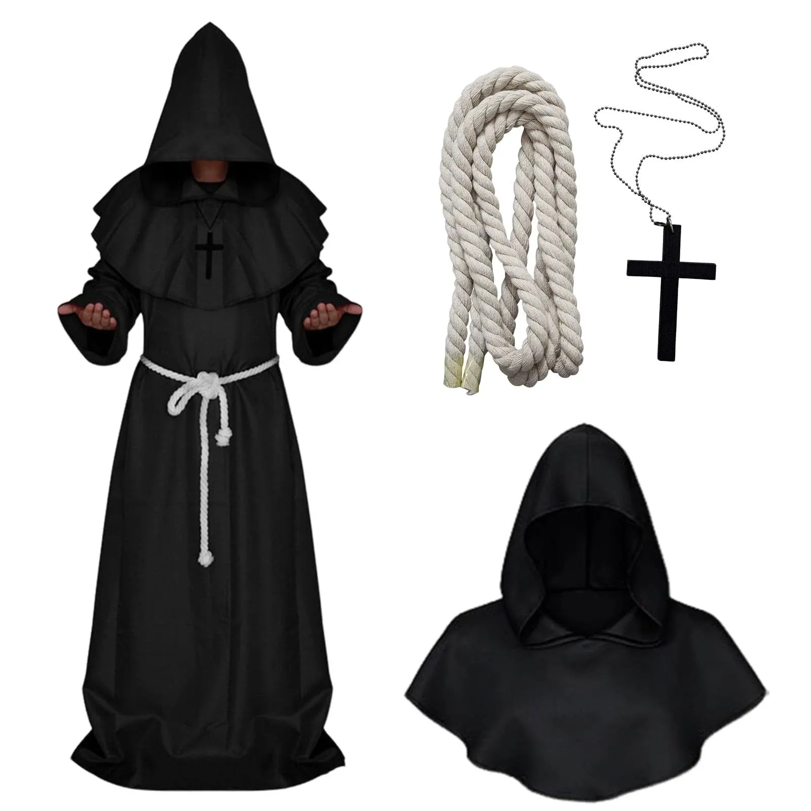 Medieval Monk Robe Priest Robe Halloween Cosplay Costume Cloak