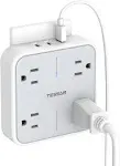 Multi Plug Outlet Extender with USB, TESSAN Surge Protector Splitter 3 USB Wall Charger, Multiple Expander for Travel, H